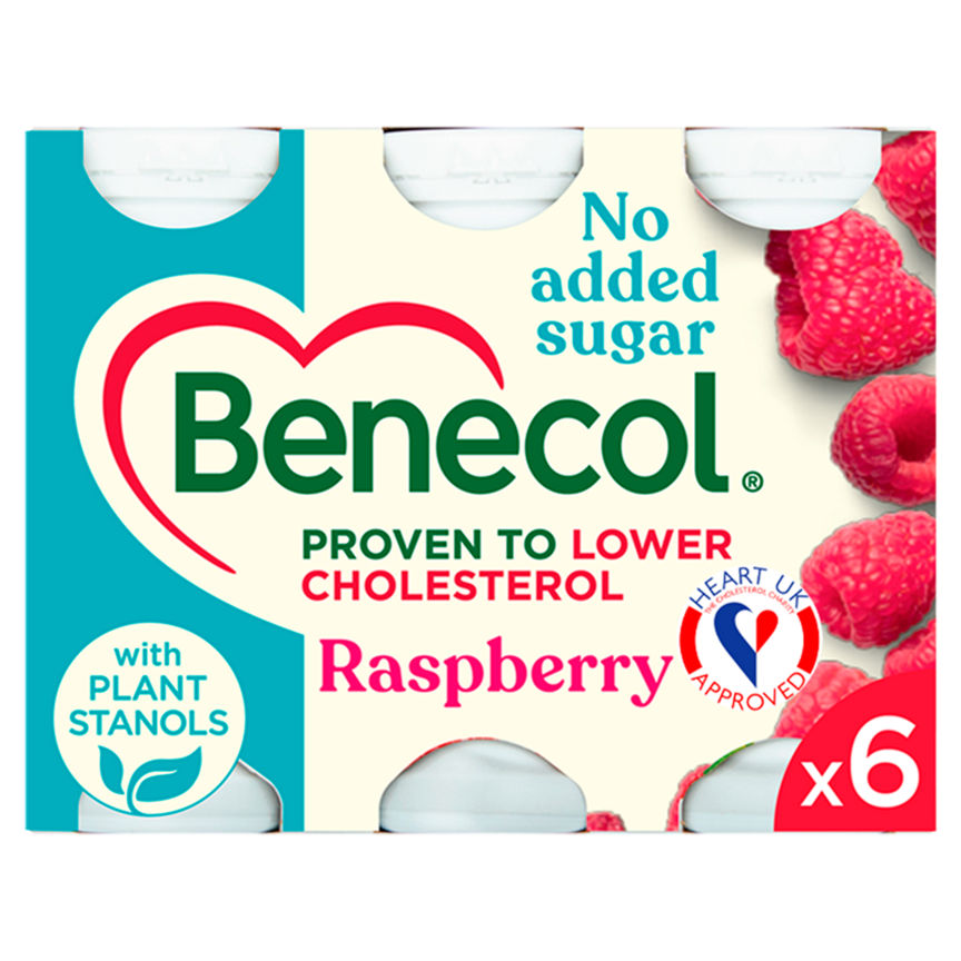 Benecol No Added Sugar Raspberry Yogurt Drink 6 x 67.5g (405g)