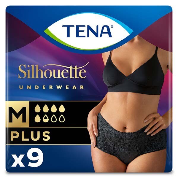 TENA  Silhouette Plus Black Incontinence Pants Size Medium 9 pack GOODS Superdrug   