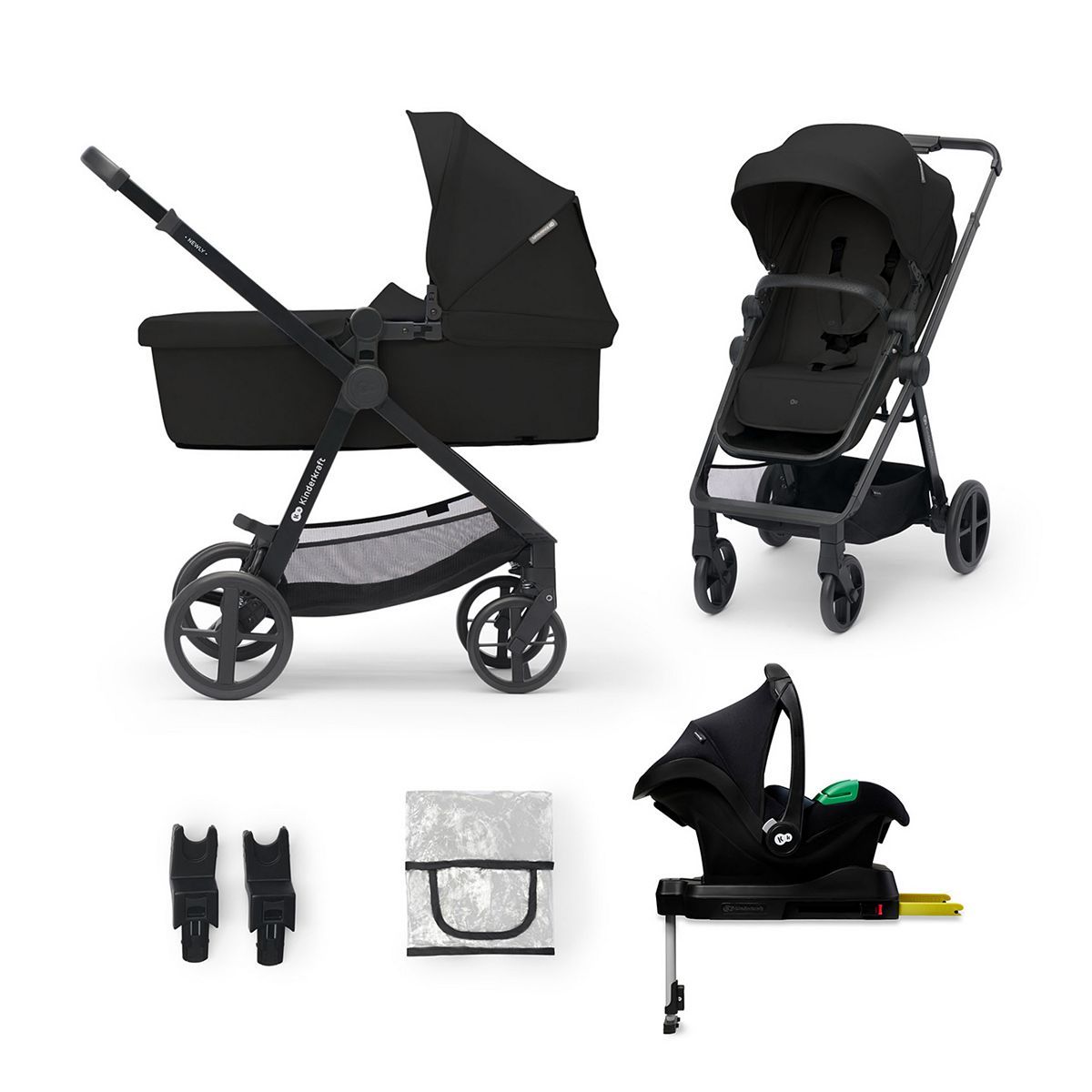 Kinderkraft Newly 4in1 Travel System (MINK PRO R129 Car Seat + ISOFIX Base) - Black GOODS Boots   