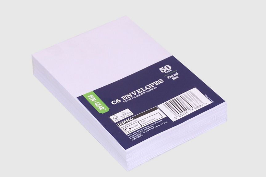 Pen & Gear C6 White Envelope 50 Pack