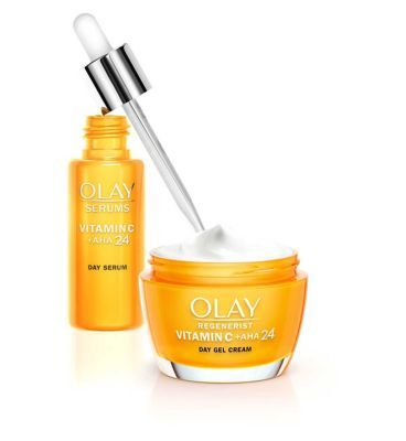 Olay Get The Glow with Vitamin C + AHA Day Face Moisturiser & Serum Bundle GOODS Boots   