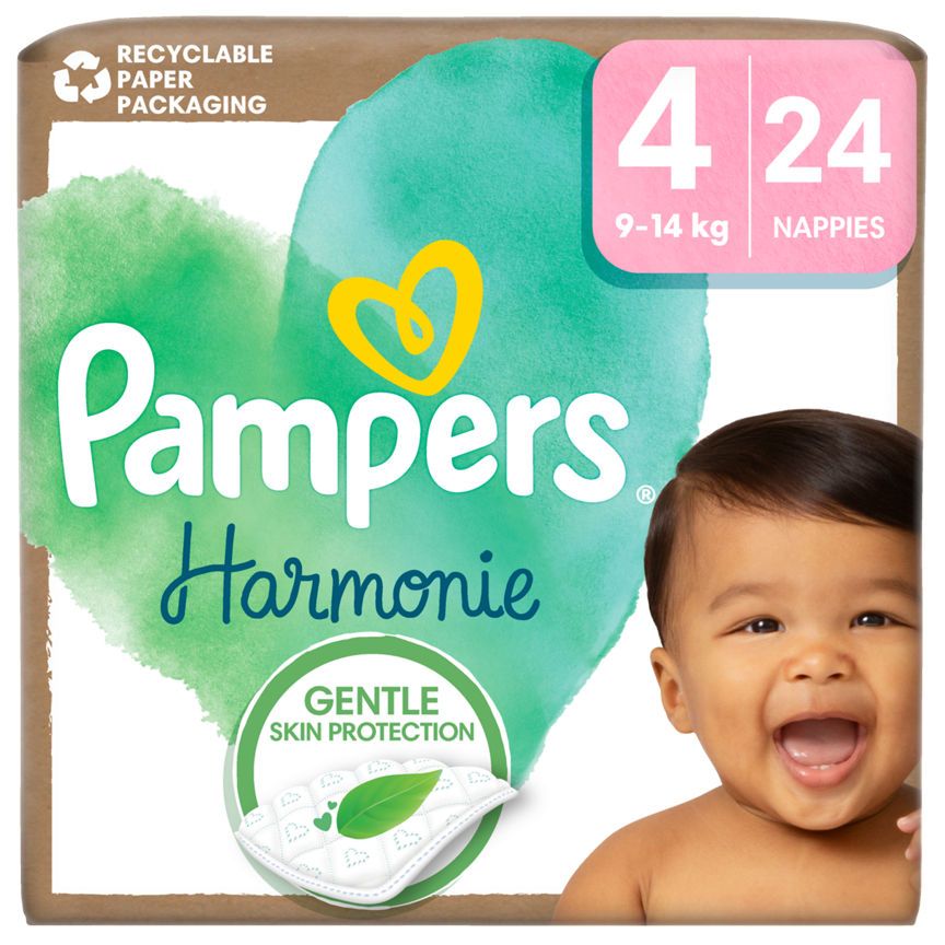 Pampers Harmonie Nappies Size 4, 24 Nappies, 9kg-14kg, Essential Pack GOODS ASDA   