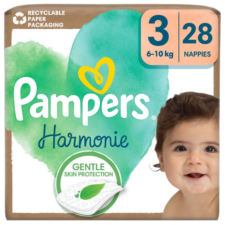 Pampers Harmonie Nappies Size 3, 28 Nappies, 6kg-10kg, Essential Pack GOODS ASDA   