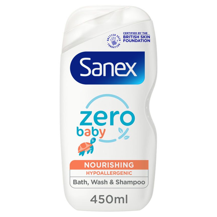 Sanex Zero% Hypoallergenic Nourishing Baby Bath Foam & Shampoo 450 ml GOODS ASDA   