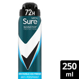 Sure Men Invisible Anti-perspirant Deodorant Aerosol Ice Fresh Nonstop Protection GOODS ASDA   