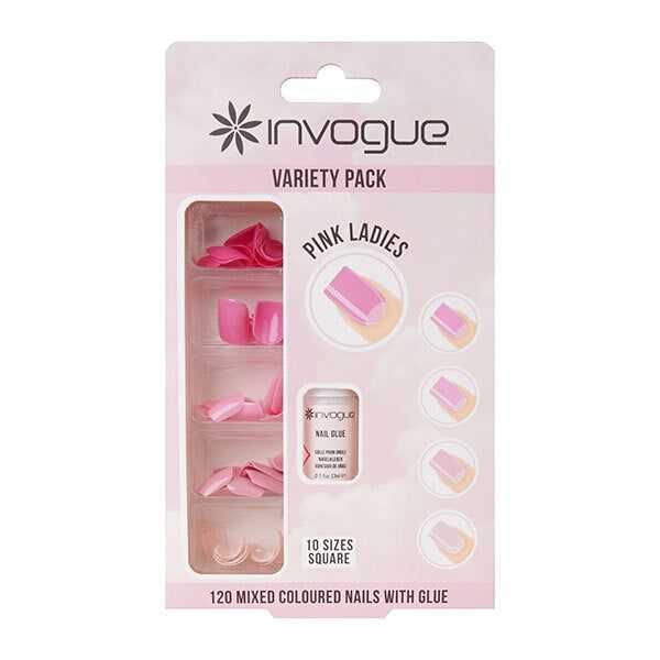 Invogue Pink Ladies Square Nails - Variety Pack (120 Pieces)