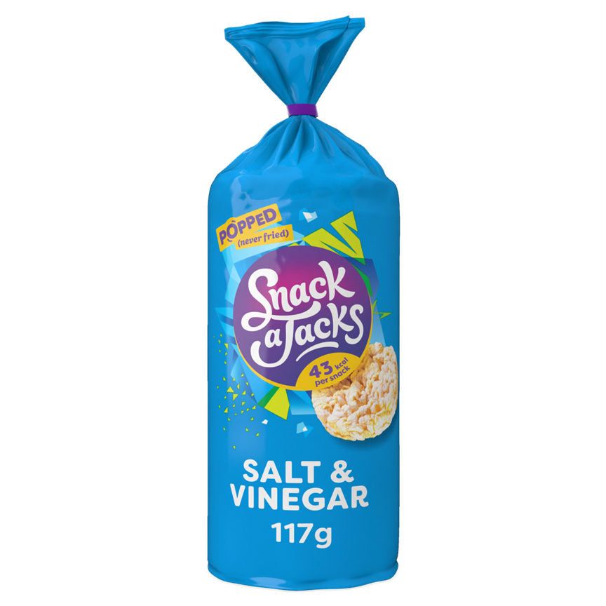 Snack a Jacks Salt &amp; Vinegar Sharing Rice Cakes Crisps 117g