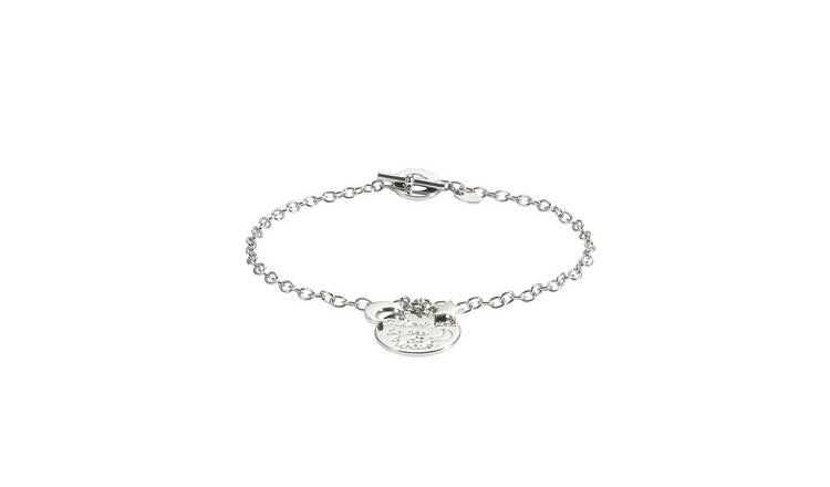 Moon & Back Sterling Silver 'I love you' T- Bar Bracelet