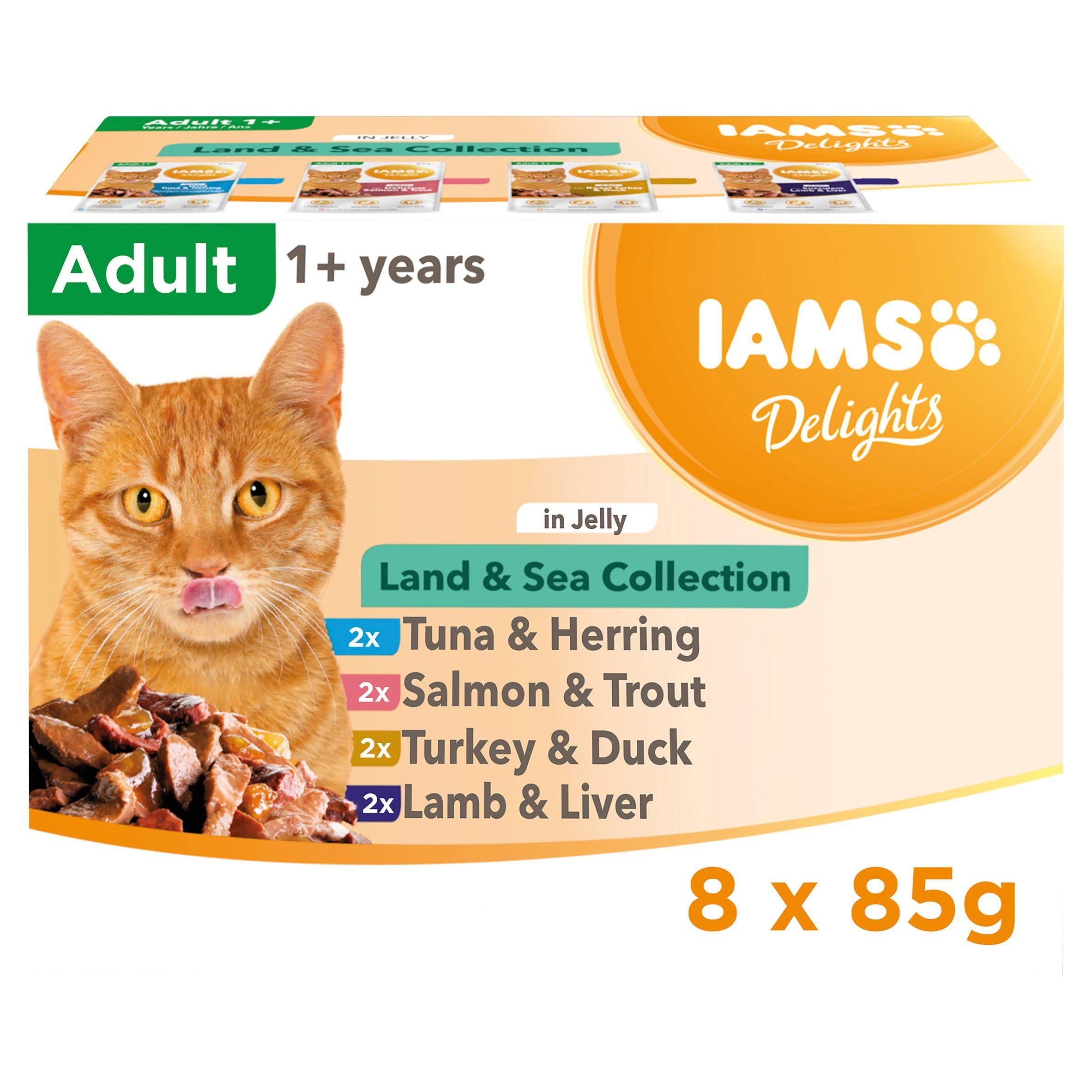 IAMS Delights Land &amp; Sea Collection In Jelly Adult 1+ Years 8x85g