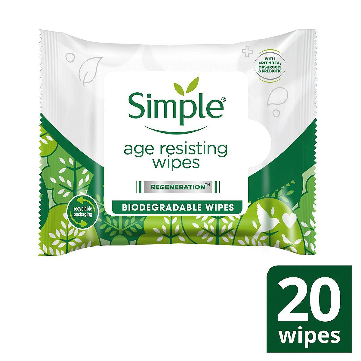 Simple Regeneration Age Resisting Biodegradable Facial Wipes for sensitive skin 20 wipes Make Up & Beauty Accessories Boots   