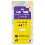 Sainsbury's Non Applicator Tampons Regular x24 feminine care Sainsburys   