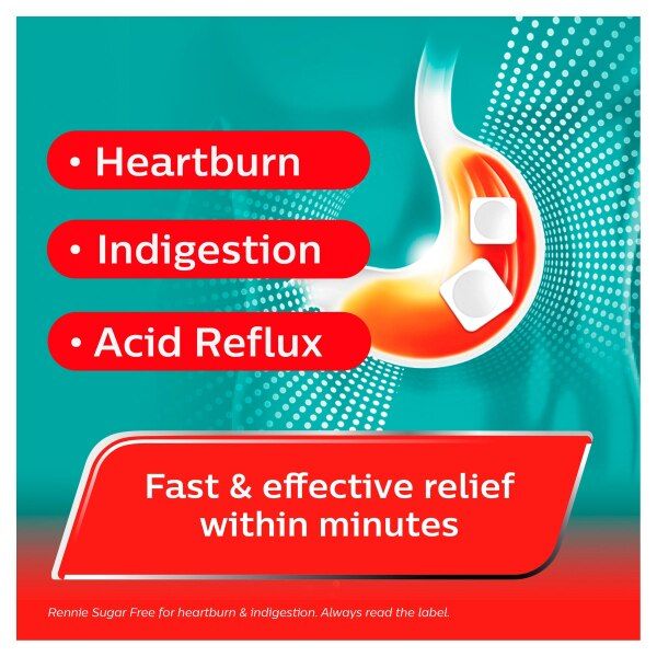 Rennie Sugar Free Heartburn & Indigestion Relief 72 Tablets