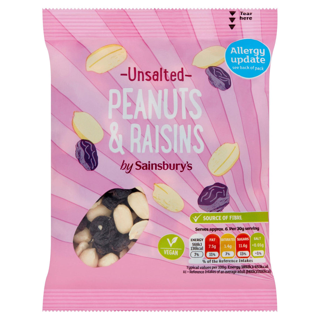 Sainsbury's Unsalted Jumbo Peanuts & Raisins 200g