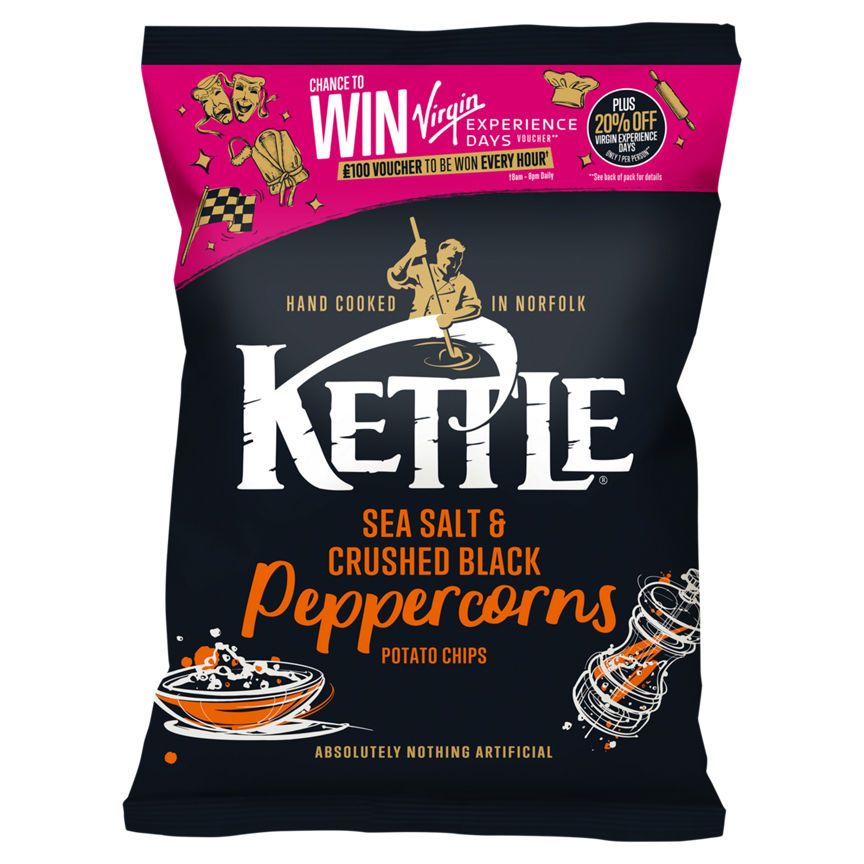 Kettle Chips Sea Salt and Crushed Black Peppercorns Sharing Crisps