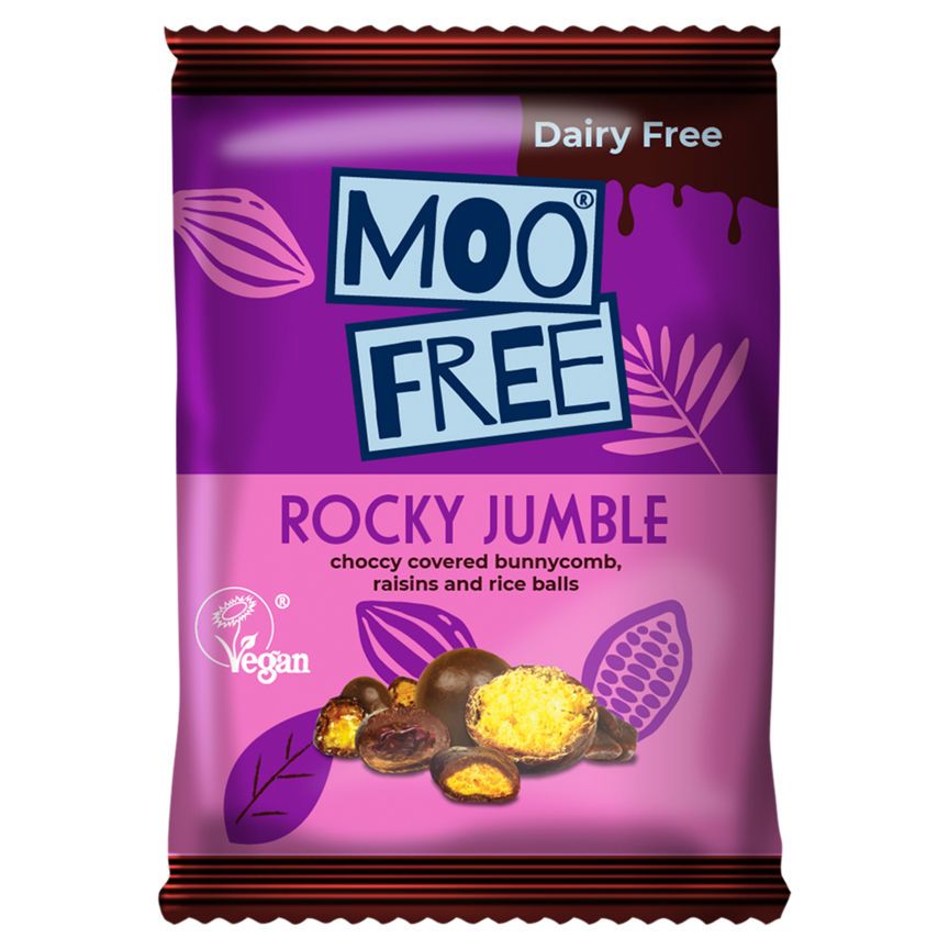 Moo Free Rocky Jumble Choccy Covered Bunnycomb, Raisins and Rice Balls 100g