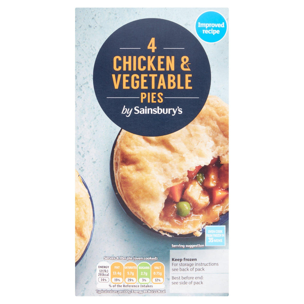 Sainsbury's Chicken, Gravy & Vegetable Pie x4 568g