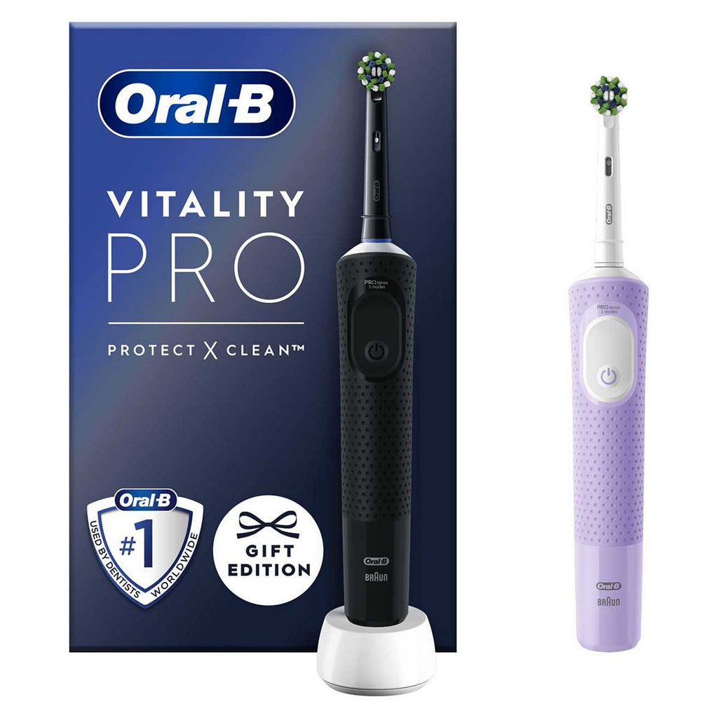 Oral-B Vitality Pro Black & Purple Electric Toothbrushes Duo Pack