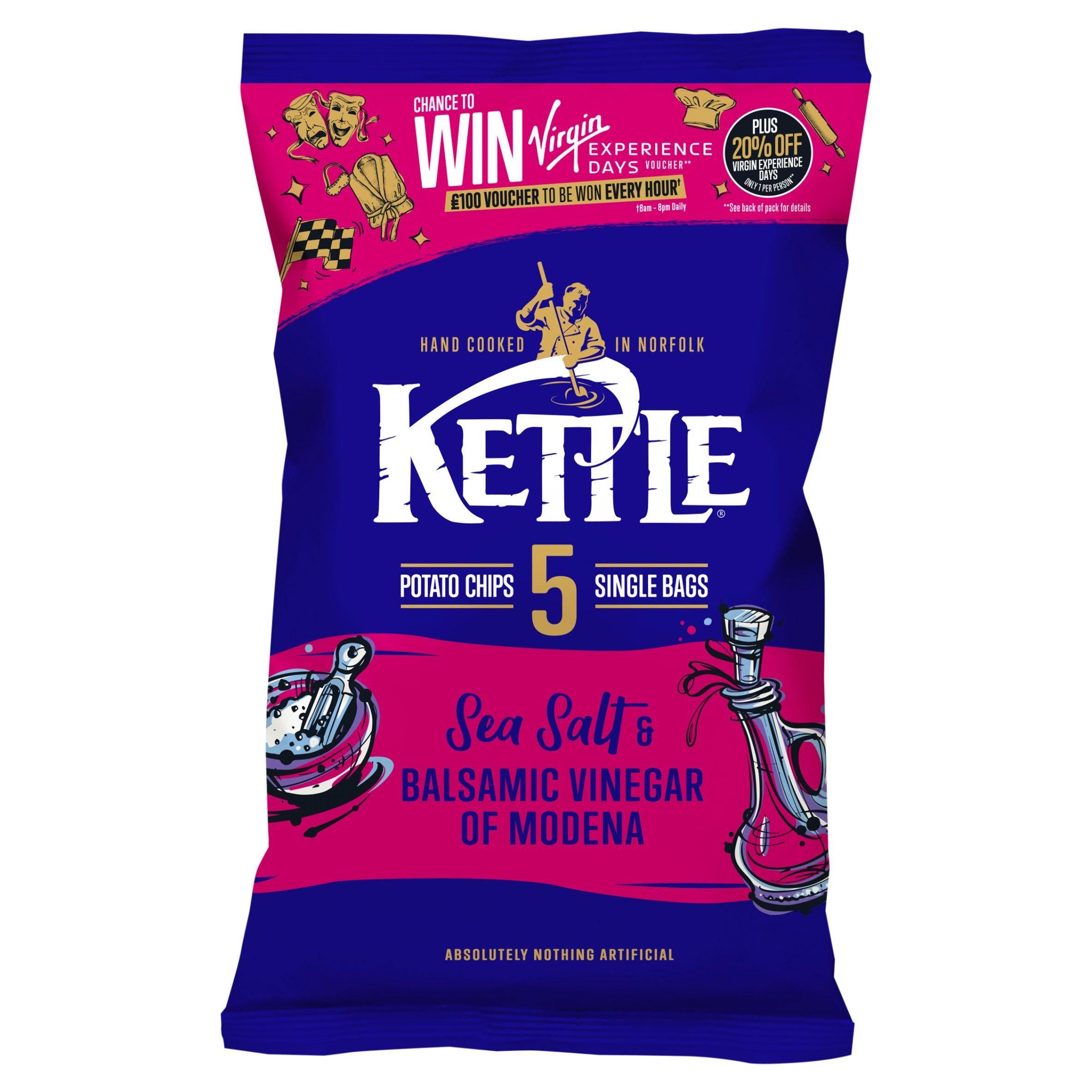 Kettle Sea Salt &amp; Balsamic Vinegar of Modena Potato Chips x5 25g