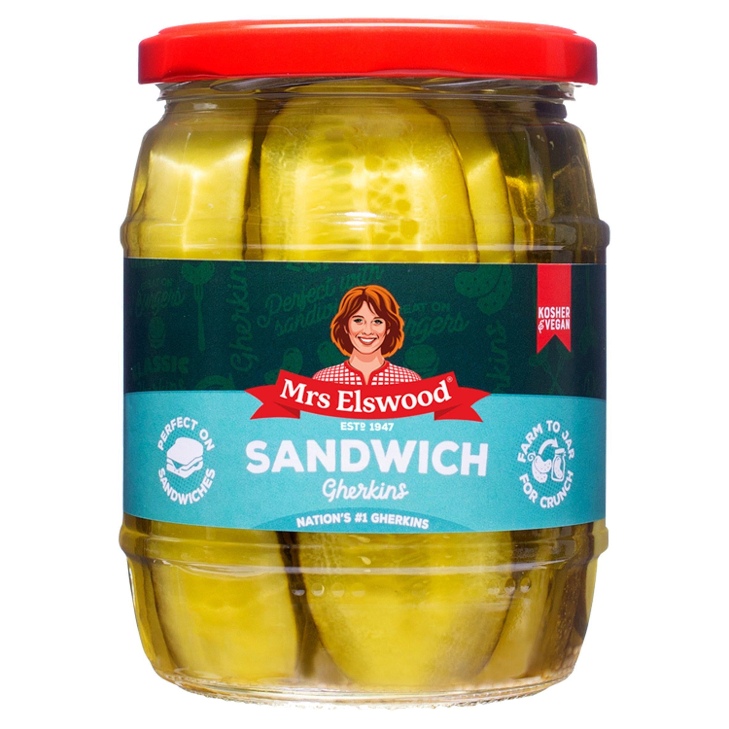 Mrs Elswood Sandwich Gherkins 540g (310g*) Pickled food Sainsburys   