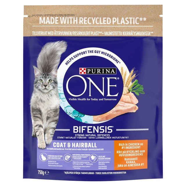 Purina One Coat & Hairball Chicken Dry Cat Food    750g