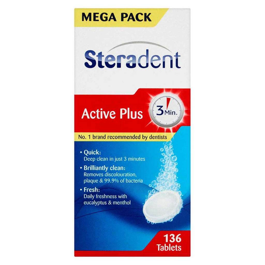 Steradent Active Plus Denture Cleaner Menthol - 136 Tablets