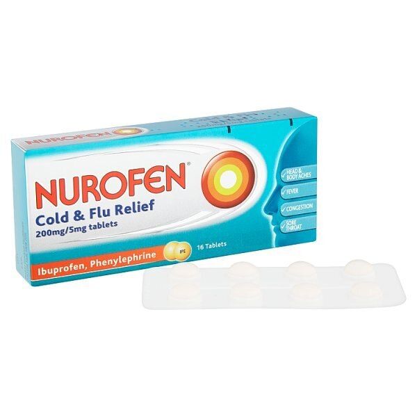 Nurofen Cold and Flu Pain Relief Ibuprofen 200mg Tablets 16s