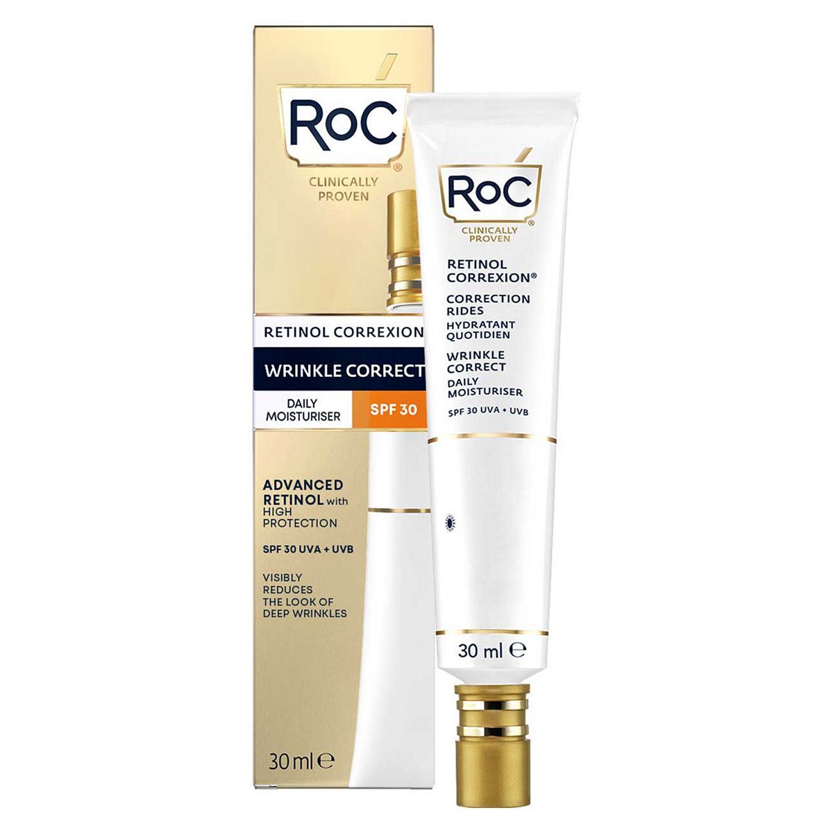 RoC®️ Retinol Correxion®️ Wrinkle Correct Daily Moisturiser SPF30 30ml GOODS Boots   