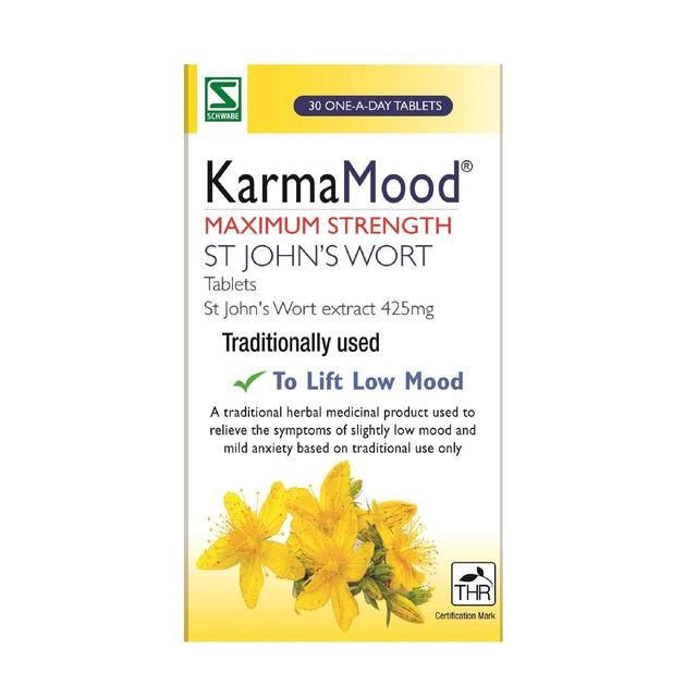 KarmaMood Maximum Strength St John's Wort To Lift Low Mood Tablets 425mg    30 per pack