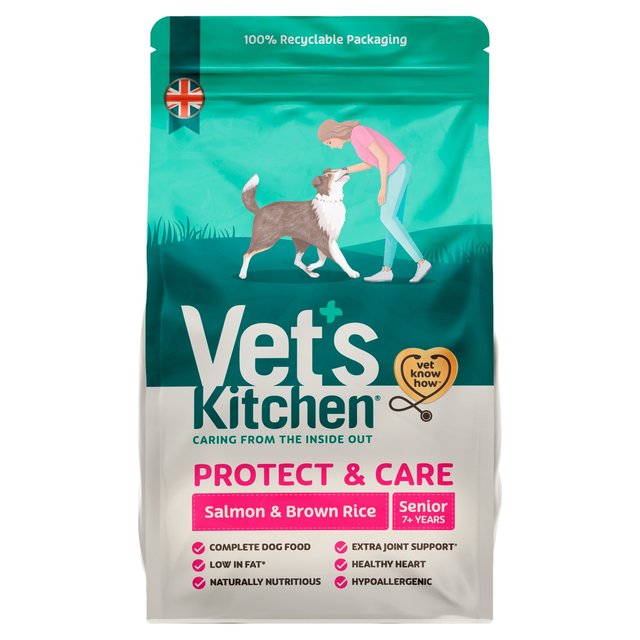 Vet's Kitchen Protect & Care Senior Dry Dog Food Salmon & Brown Rice   3kg