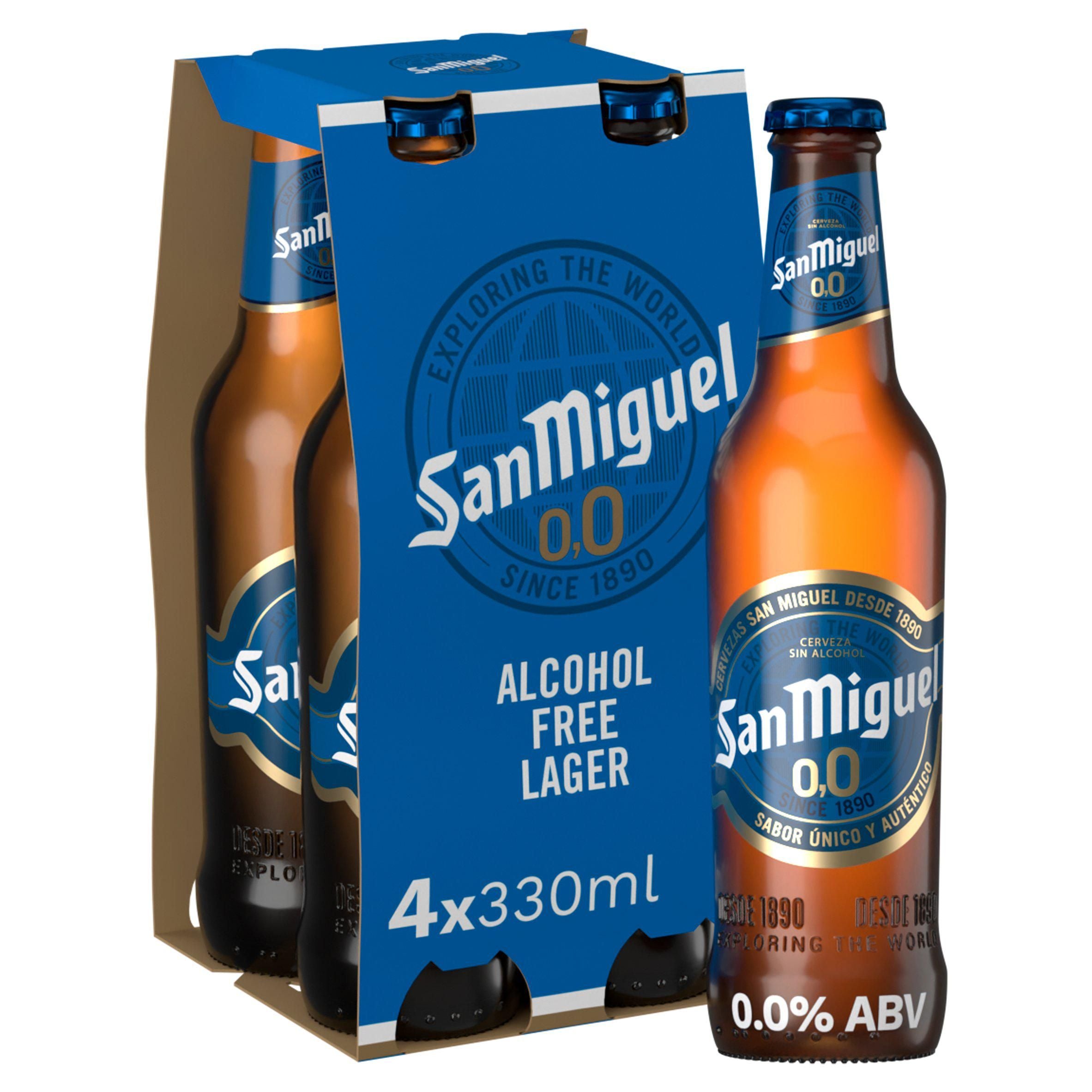 San Miguel Alcohol Free Lager Beer 4x330ml Bottles GOODS Sainsburys   