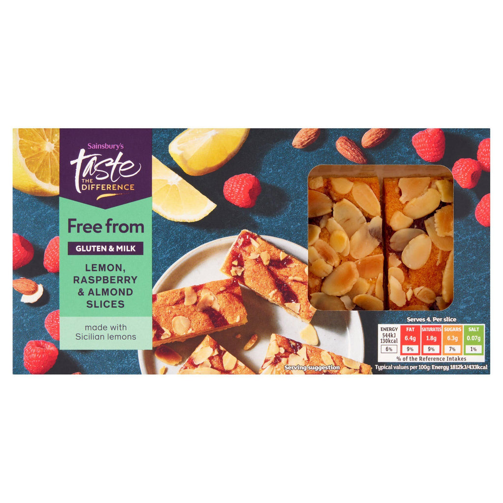 Sainsbury's Free From Sicilian Lemon & Raspberry Almond Slices, Taste the Difference x4