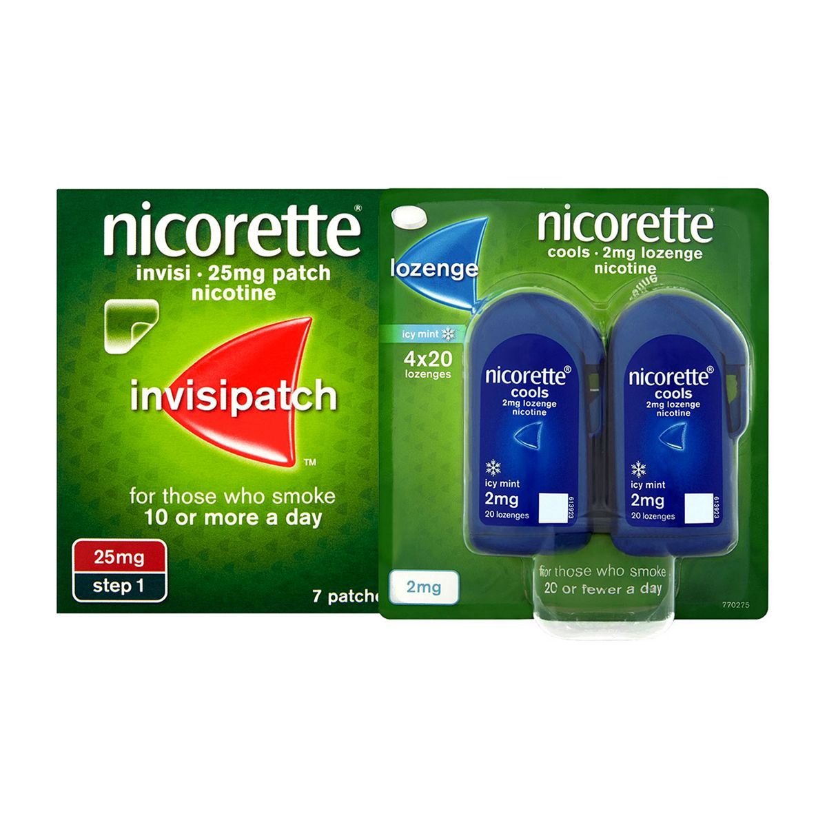 Nicorette Starter Bundle: Nicorette Invisi 25mg Patch 7 and Cools 2mg Lozenge 4x20 General Health & Remedies Boots   