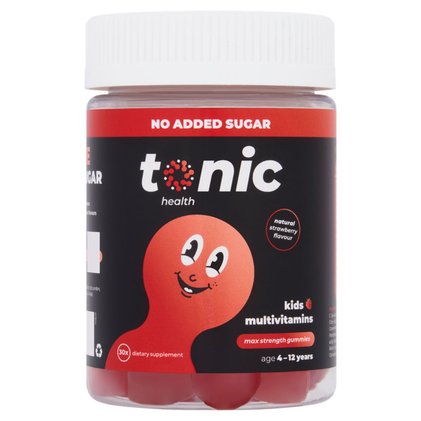 Tonic Health Kids Multivitamins 30 Max Strength Gummies Natural Strawberry Flavour Age 4-12 Years