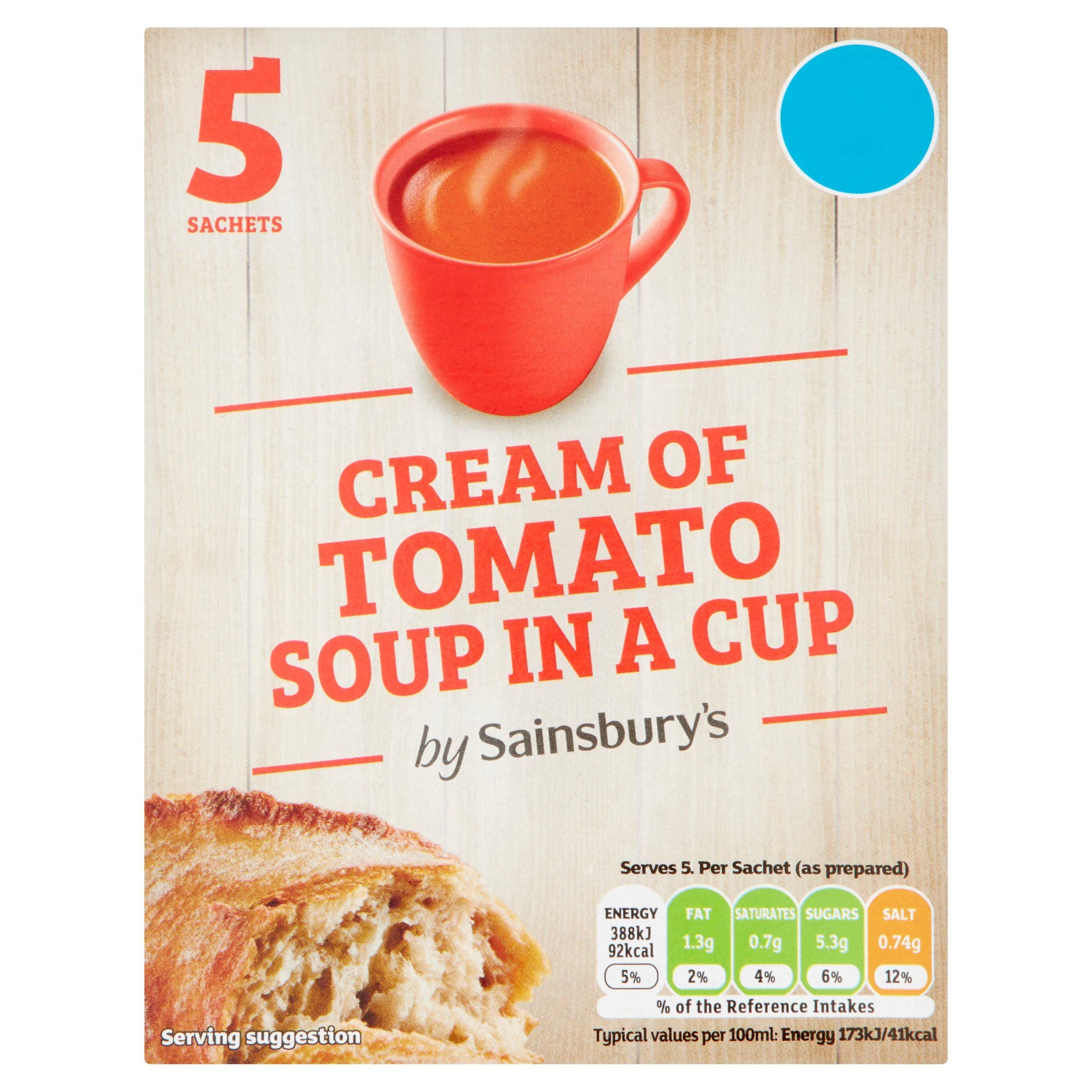 Sainsbury's Cream of Tomato Soup in a Cup x5 24g Soups Sainsburys   