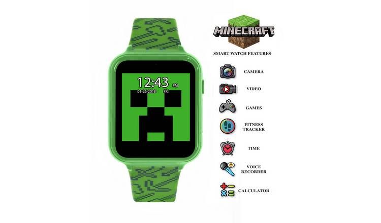 Minecraft Kids Green Silicone Strap Interactive Watch