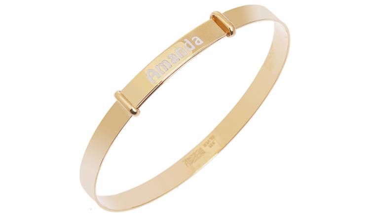 Revere 9ct Gold Plated Silver Kid's Personalised Baby Bangle GOODS Argos