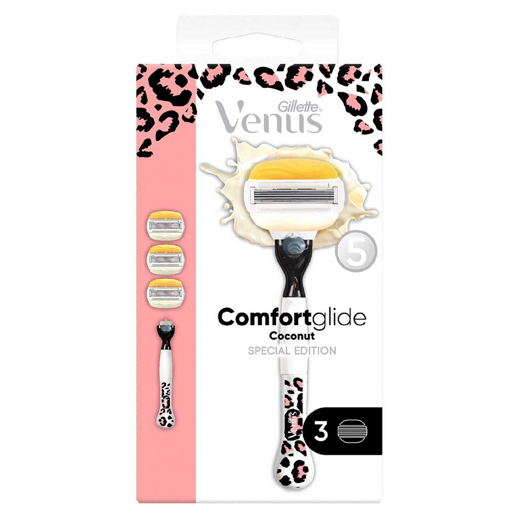 Venus Comfortglide Coconut plus Olay Special Edition Leopard Razor - 3 Blades