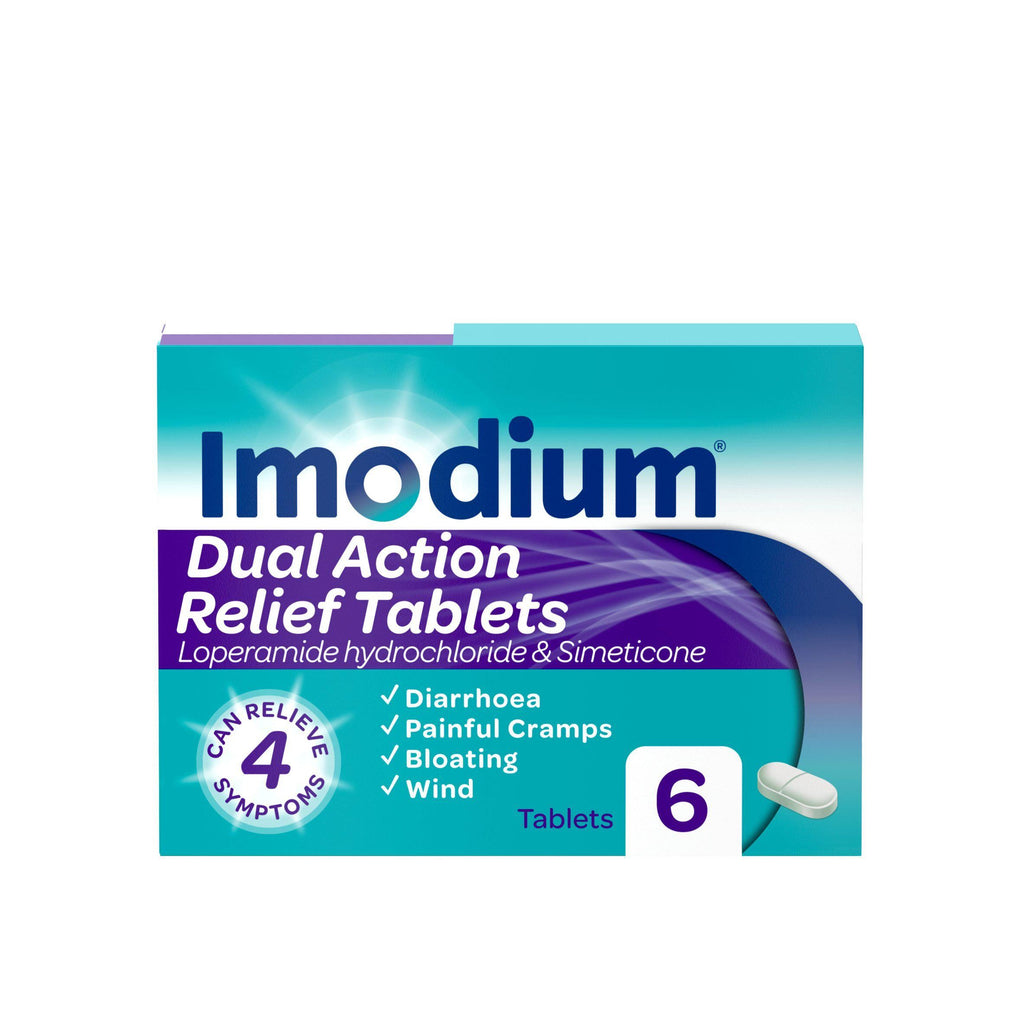 Imodium Dual Action Diarrhoea Cramps Bloating & Wind Relief Tablets x6