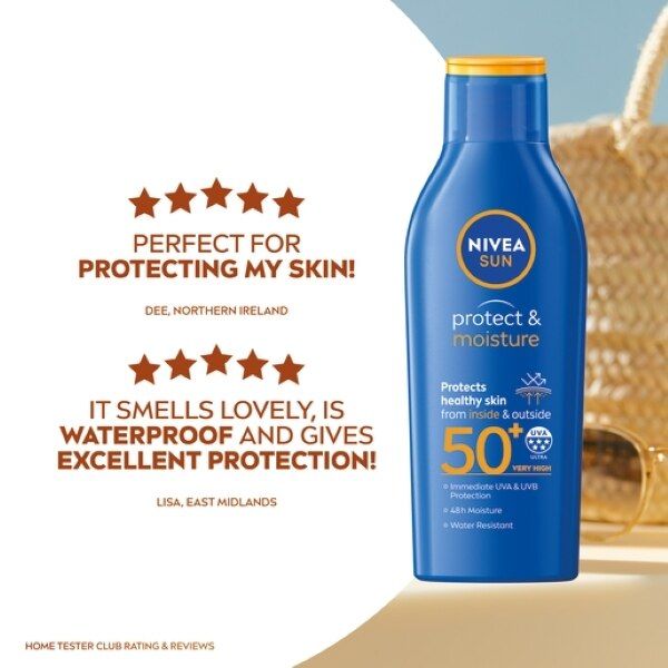 NIVEA SUN Suncream Lotion SPF 50+, Protect & Moisture, 200ml GOODS Superdrug   