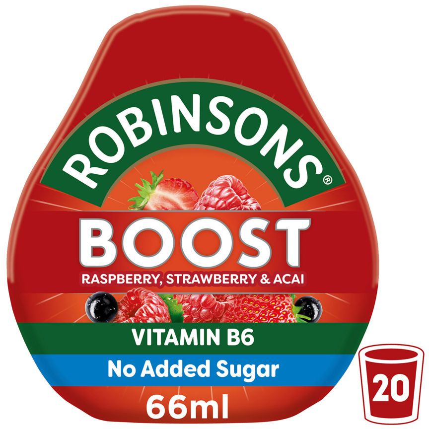 Robinsons Boost No Added Sugar  Raspberry, Strawberry & Acai with Vitamin B6