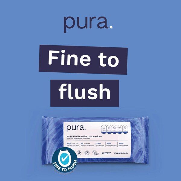 Pura Premium Flushable Moist Toilet Tissue Wipes, 40 Wipes GOODS Superdrug   