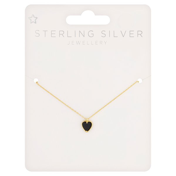 Superdrug Premium Gold Plated Black Heart Necklace GOODS Superdrug   