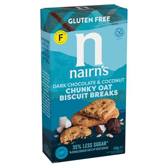 Nairn's Gluten Free Oats Dark Chocolate & Coconut Breakfast Biscuit Breaks   160g