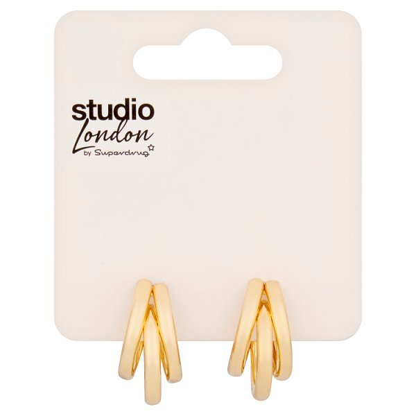 Superdrug Studio Gold  Tone Triple Row 20 MM Hoops GOODS Superdrug   