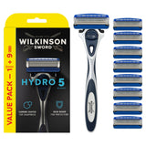 Wilkinson Sword Hydro 5 Skin Protection Men's Razor with 9 Blades Regular men's razors & blades Sainsburys   