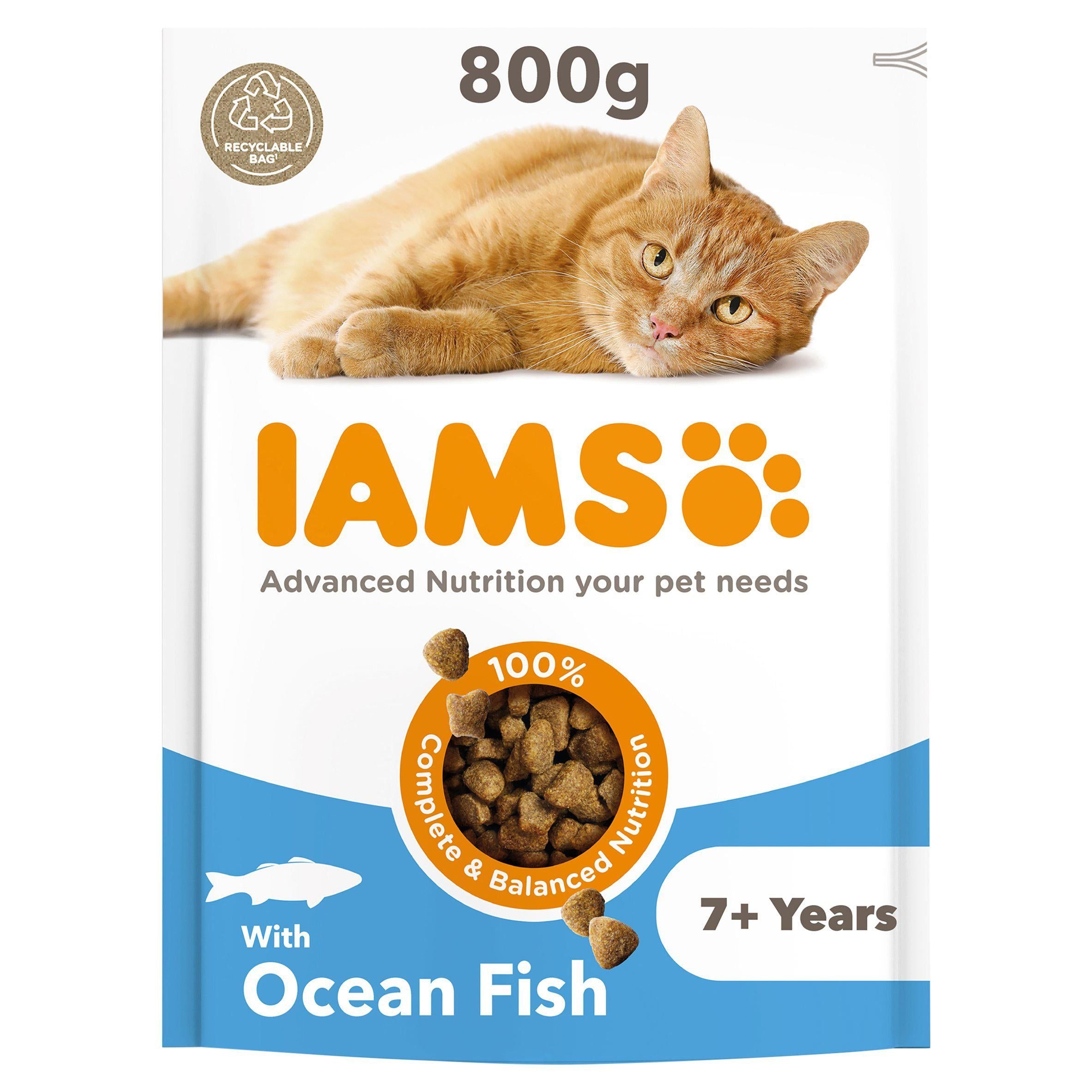 IAMS Vitality Dry Cat Food for Senior Cats with Ocean Fish, 800g