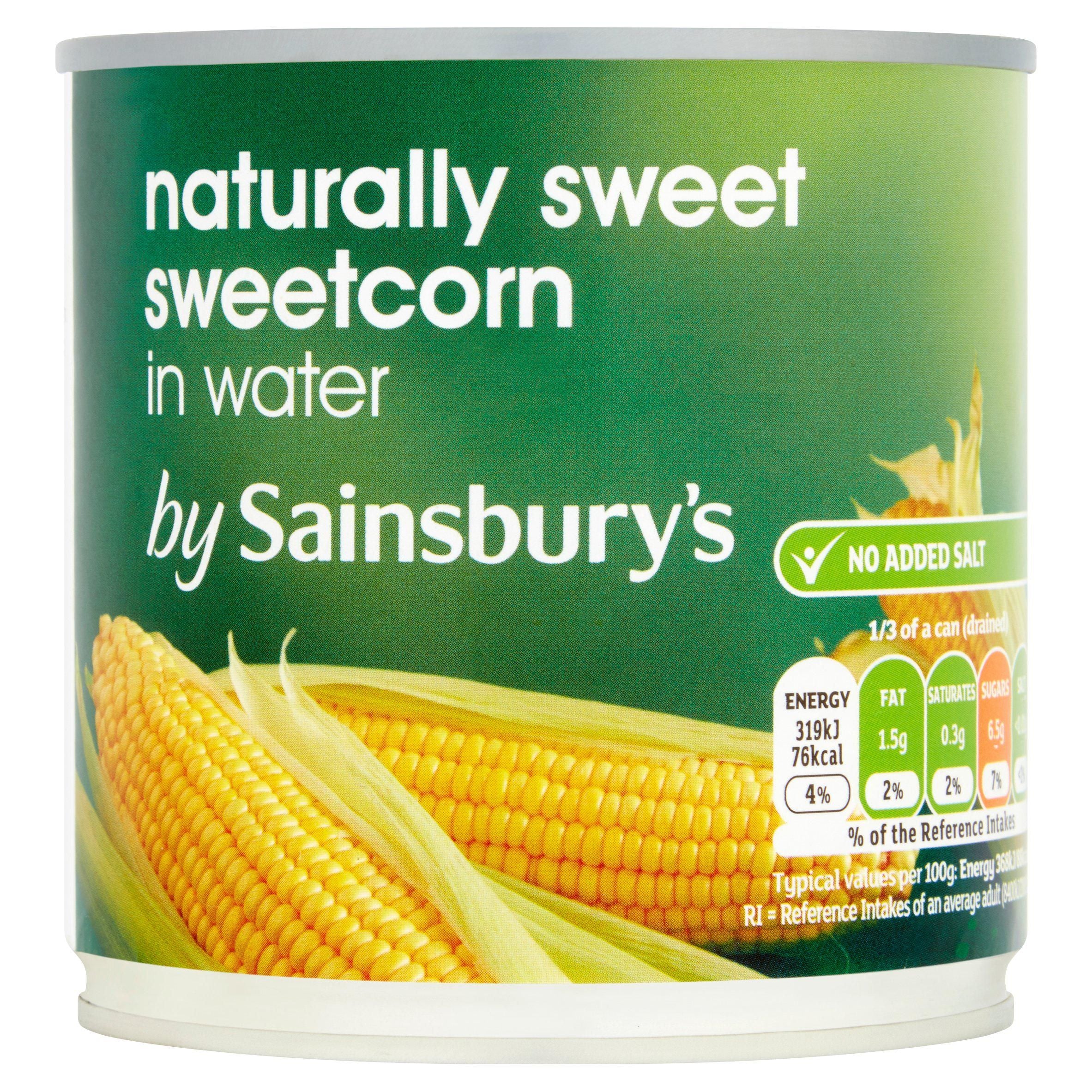 Sainsbury's Naturally Sweet Sweetcorn in Water 325g (260g*) Vegetables Sainsburys   