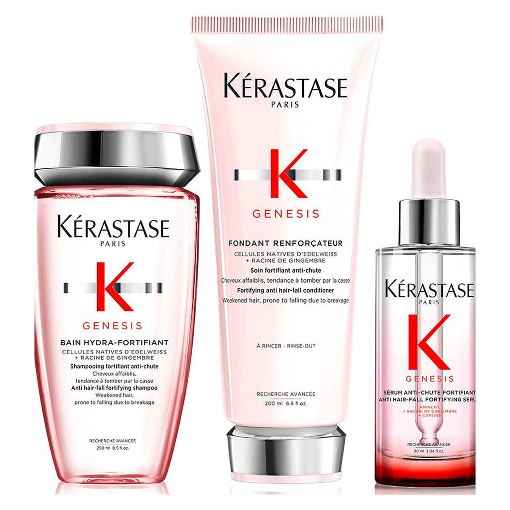 Kérastase Genesis Shampoo, Conditioner and Hair Serum, Fortifying Routine to Maintain Weakened Hair Prone to Breakage, Trio Set