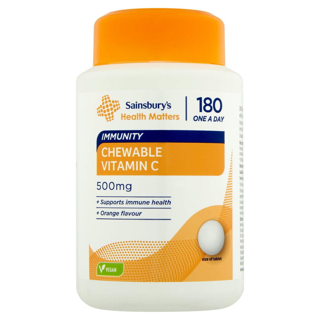 Sainsbury's Health Matters Immunity Chewable Vitamin C One a Day Tablet x180 500mg