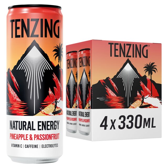 TENZING Natural Energy Pineapple & Passionfruit BCAA Pack   4 x 330ml - McGrocer